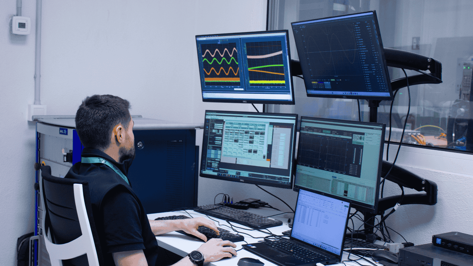 Control-room view of EPowerLabs test environment supporting synchronized NVH analysis